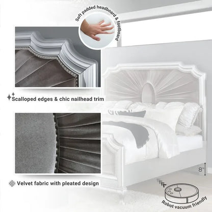 Furniture of America Maza Glam Silver Solid Wood Panel Bed