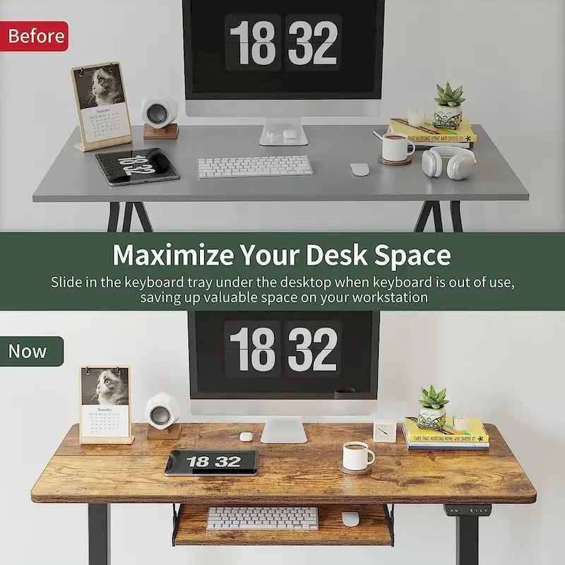 FEZIBO/Home Office Furniture/Wood/Desk With Keyboard Tray/Desks