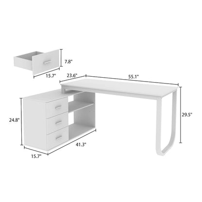 Timechee 55-inch L Shaped Office Computer Desk w/ Drawers