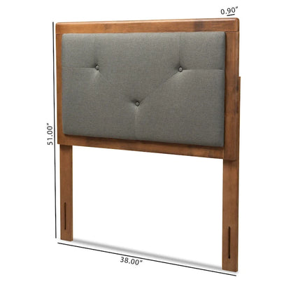 Abner Modern and Contemporary Fabric and Wood Headboard Dark Grey