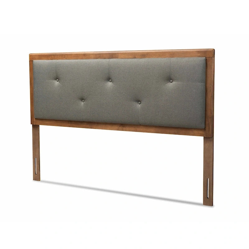 Abner Modern and Contemporary Fabric and Wood Headboard Dark Grey