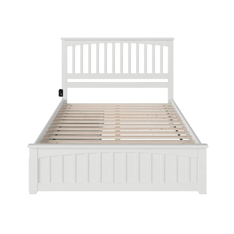 Mission Queen Platform Bed with Matching Foot Board with 2 Urban Bed Drawers in White