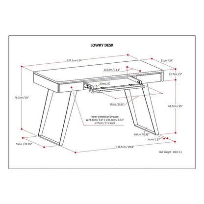 WYNDENHALL Mitchell Modern Industrial 54 inch Wide Desk