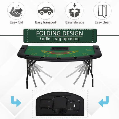 HomCom 72 7 Player Foldable Half Poker Table - Blue/Black