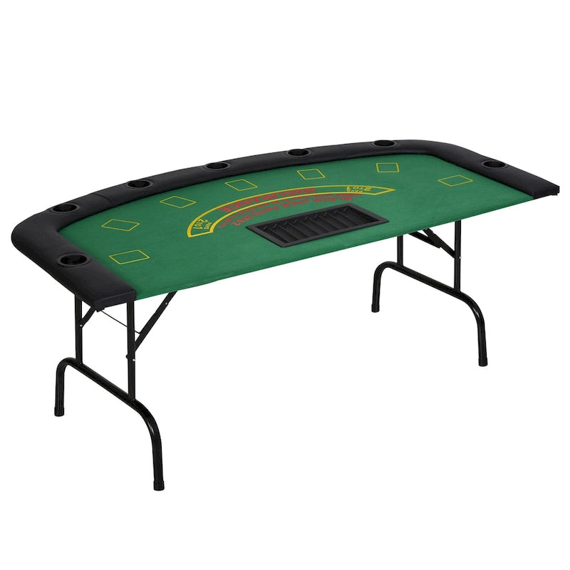 HomCom 72 7 Player Foldable Half Poker Table - Blue/Black