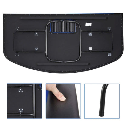 HomCom 72 7 Player Foldable Half Poker Table - Blue/Black