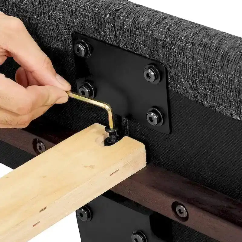 Bridgevine Home Tall Dark Grey Upholstered Panel Platform Bed