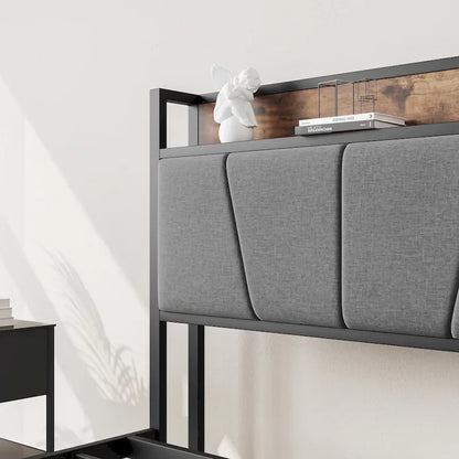 Full Size Bed Storage Headboard with Charging Station