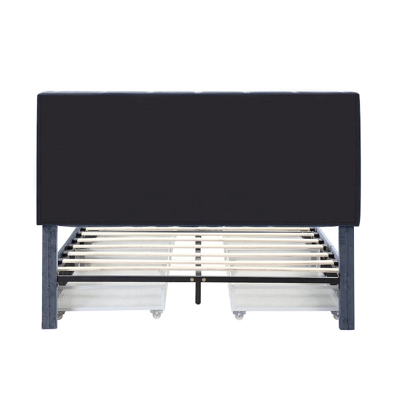 Rhiv Art Deco Upholstered 4-drawer Storage Bed by Furniture of America