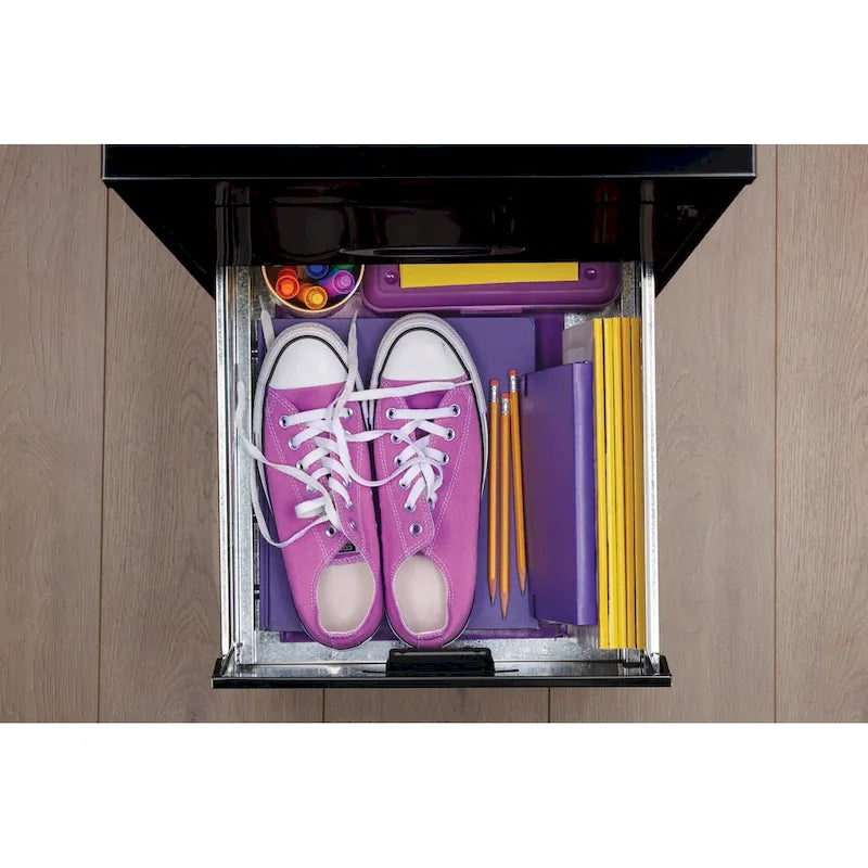 Space Solutions 18in. Deep 3 Drawer Metal Organizer File Cabinet with Pencil Drawer, Black