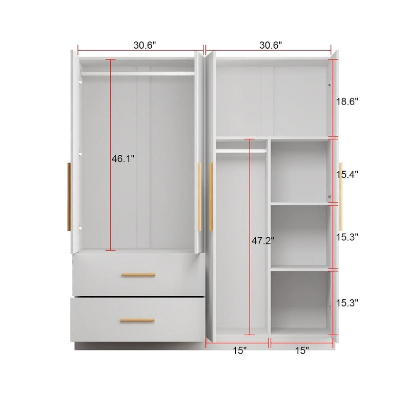 Wardrobe Armoire Freestanding Closet Clothes Storage Cabinet Organizer