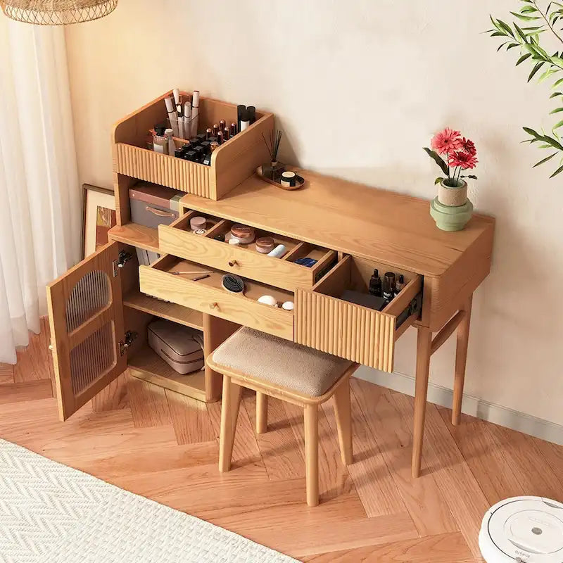 JASIWAY Vanity Makeup Table with 3 Drawers