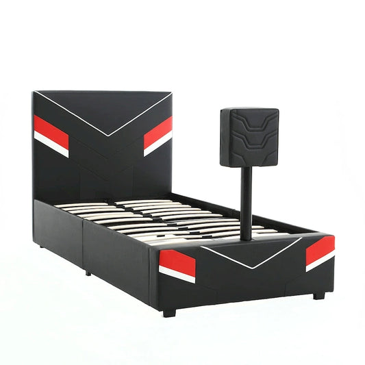 X Rocker Orion eSports Gaming Bed Frame with TV Mount, Black/Red, Twin