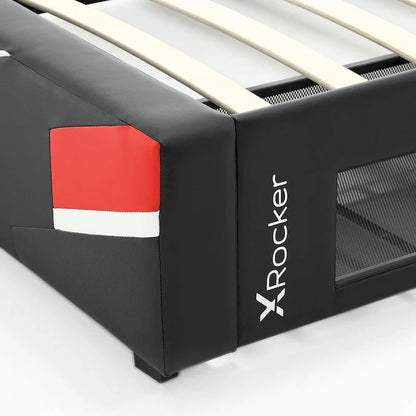 X Rocker Orion eSports Gaming Bed Frame with TV Mount, Black/Red, Twin