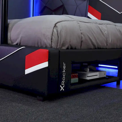 X Rocker Orion eSports Gaming Bed Frame with TV Mount, Black/Red, Twin