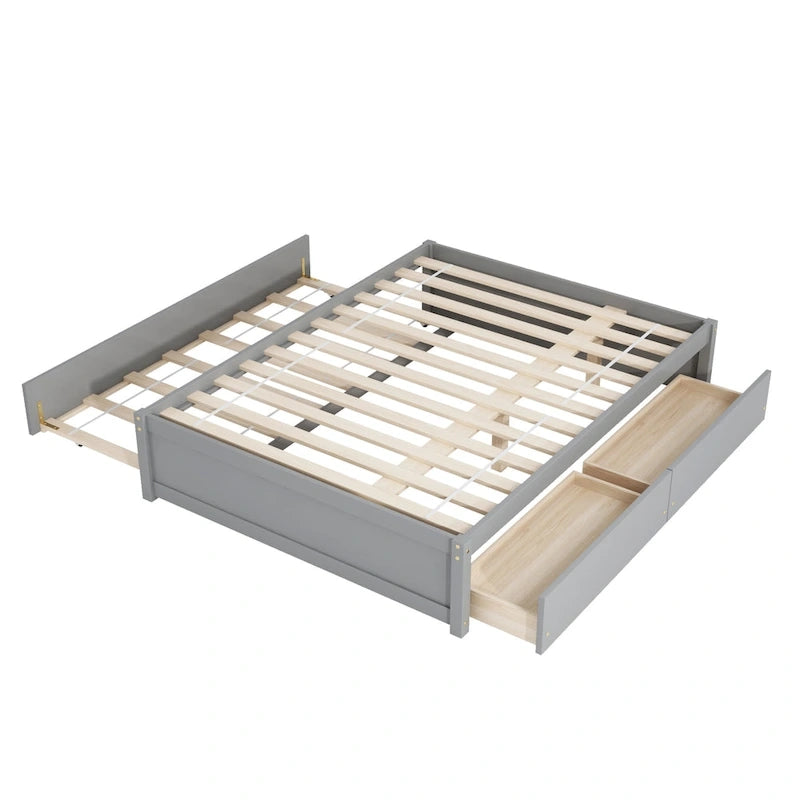 Full Bed With Twin Size Trundle And Two Drawers