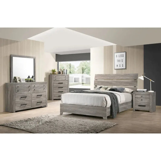 Perrine 6 Piece Gray Platform Bedroom Set