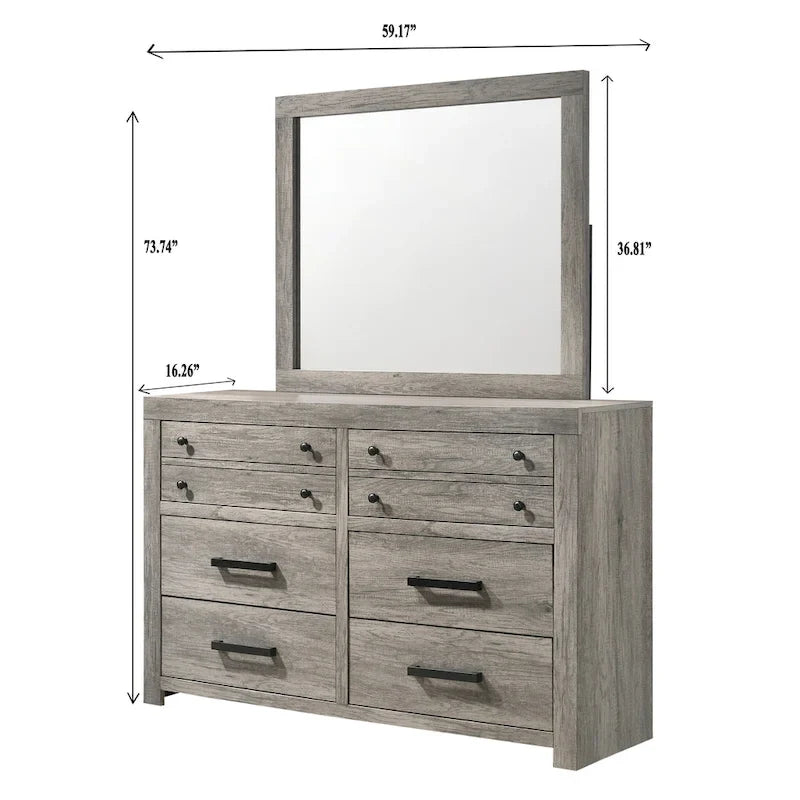 Perrine 6 Piece Gray Platform Bedroom Set