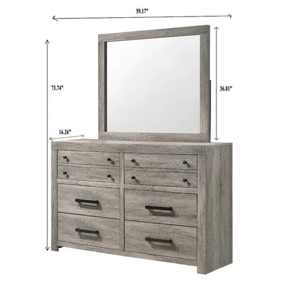 Perrine 6 Piece Gray Platform Bedroom Set