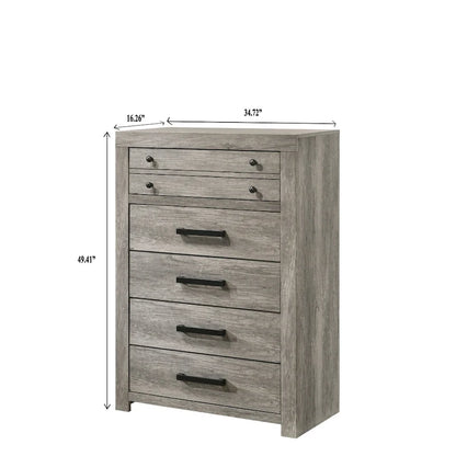 Perrine 6 Piece Gray Platform Bedroom Set