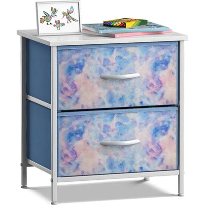 2 Drawer Bedside Nightstand End Table Bedroom Dresser, Pastel Colors