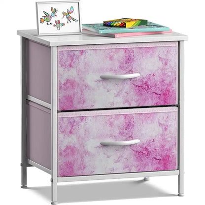 2 Drawer Bedside Nightstand End Table Bedroom Dresser, Pastel Colors
