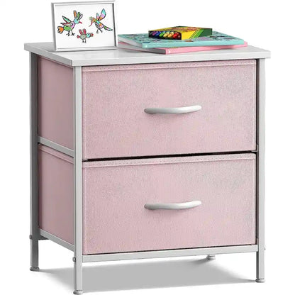 2 Drawer Bedside Nightstand End Table Bedroom Dresser, Pastel Colors