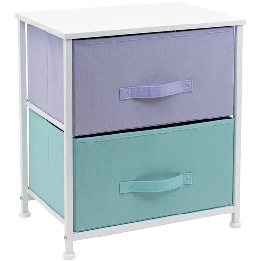 2 Drawer Bedside Nightstand End Table Bedroom Dresser, Pastel Colors