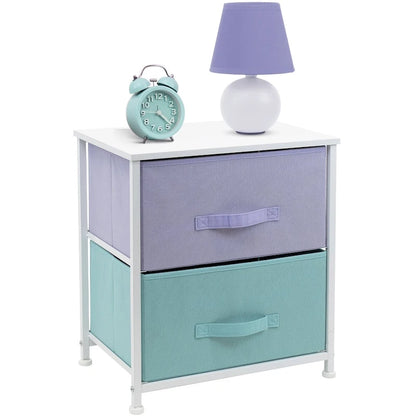 2 Drawer Bedside Nightstand End Table Bedroom Dresser, Pastel Colors