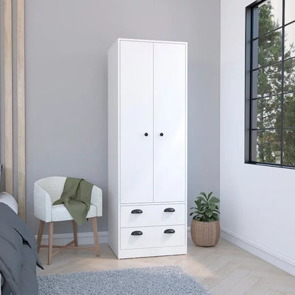 TUHOME St Monans Armoire with French Doors and 2 Drawers - N/A