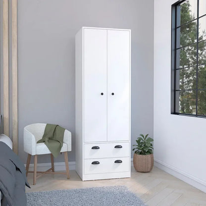 TUHOME St Monans Armoire with French Doors and 2 Drawers - N/A