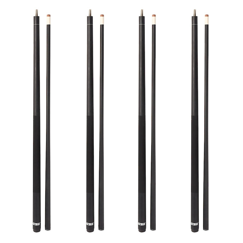 GSE Set of 4 Matte Fiberglass Graphite Composite Billiard Pool Cue Sticks. 58 2-Piece Pool Cue Set for House or Commercial Use