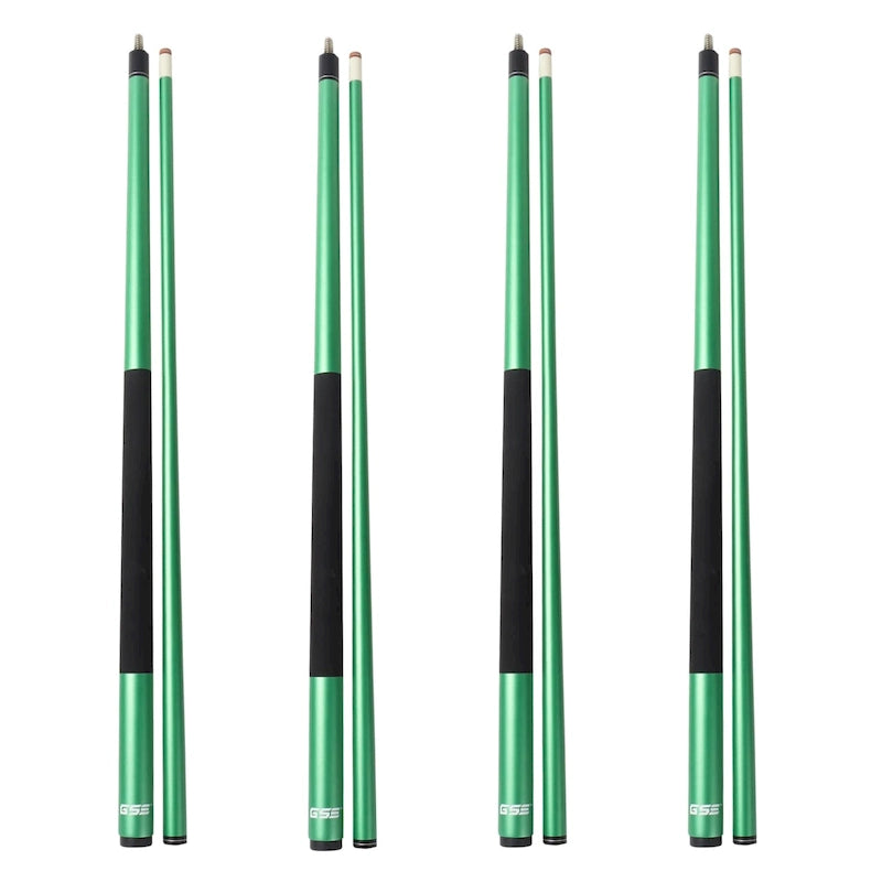 GSE Set of 4 Matte Fiberglass Graphite Composite Billiard Pool Cue Sticks. 58 2-Piece Pool Cue Set for House or Commercial Use