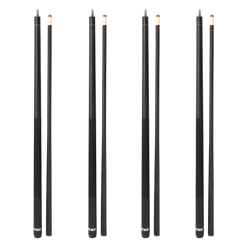 GSE Set of 4 Matte Fiberglass Graphite Composite Billiard Pool Cue Sticks. 58 2-Piece Pool Cue Set for House or Commercial Use