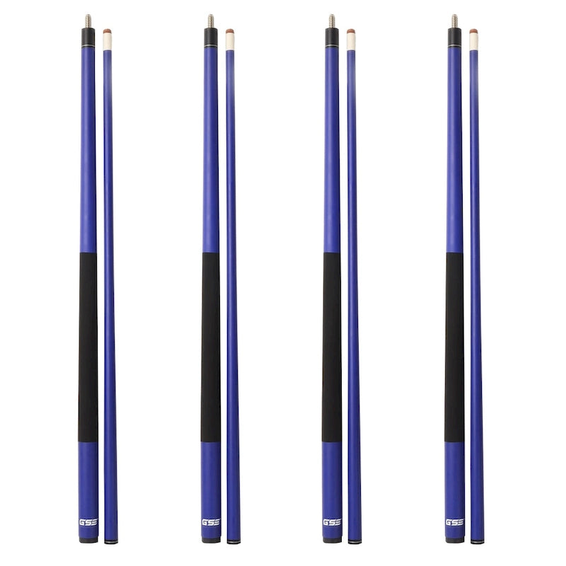 GSE Set of 4 Matte Fiberglass Graphite Composite Billiard Pool Cue Sticks. 58 2-Piece Pool Cue Set for House or Commercial Use