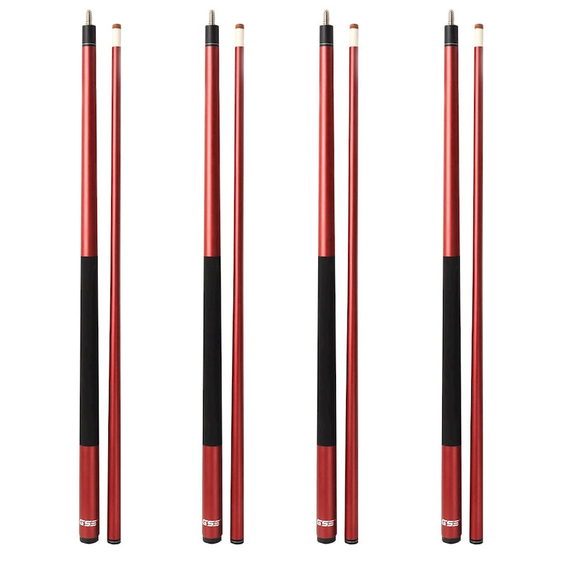 GSE Set of 4 Matte Fiberglass Graphite Composite Billiard Pool Cue Sticks. 58 2-Piece Pool Cue Set for House or Commercial Use