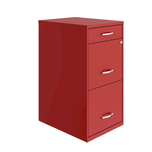 Space Solutions 18 Deep 3 Drawer Metal File Cabinet, Lava Red