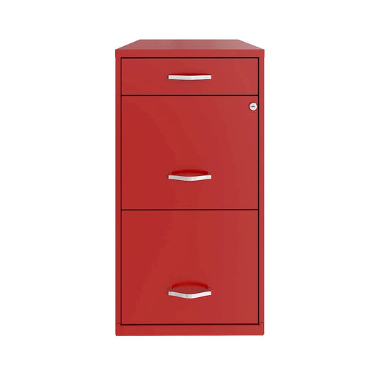 Space Solutions 18 Deep 3 Drawer Metal File Cabinet, Lava Red