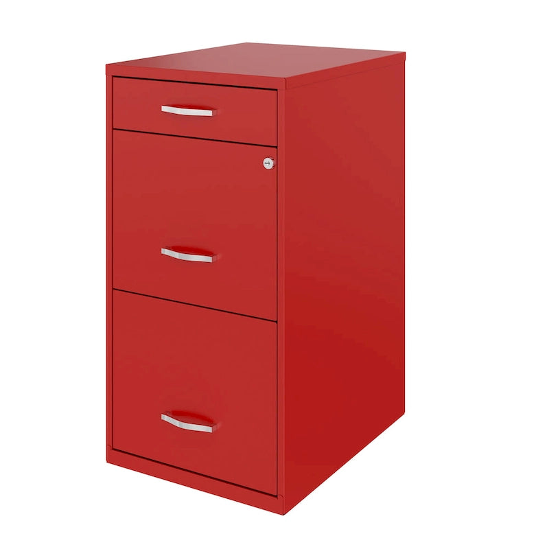 Space Solutions 18 Deep 3 Drawer Metal File Cabinet, Lava Red
