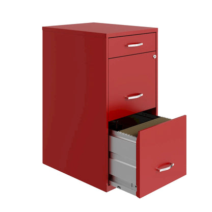 Space Solutions 18 Deep 3 Drawer Metal File Cabinet, Lava Red
