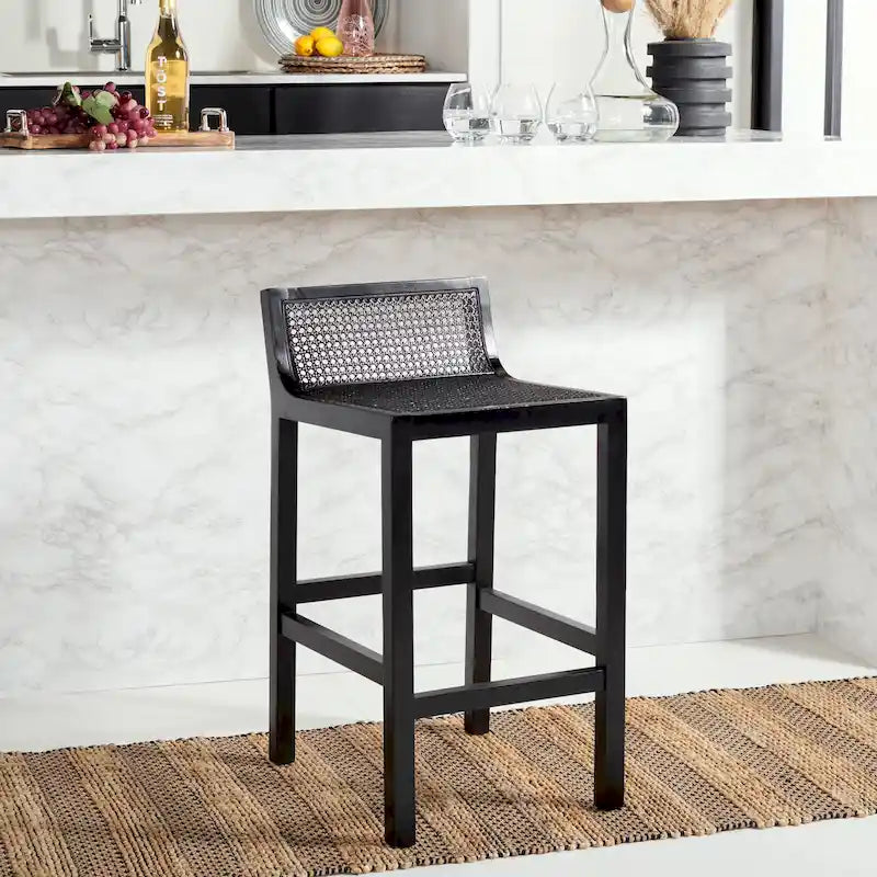 SAFAVIEH Carry Low Back Cane Counter Stool - 16 W x 19 D x 31 H - 16Wx19Dx31H