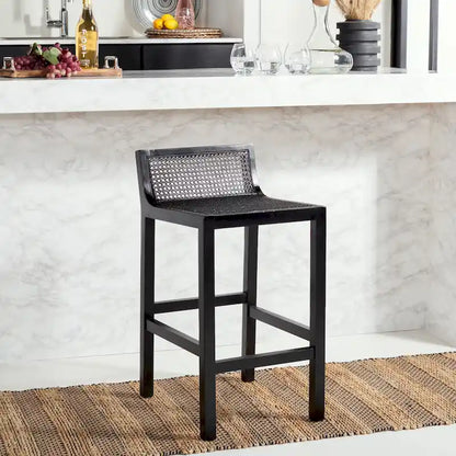 SAFAVIEH Carry Low Back Cane Counter Stool - 16 W x 19 D x 31 H - 16Wx19Dx31H