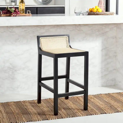 SAFAVIEH Carry Low Back Cane Counter Stool - 16 W x 19 D x 31 H - 16Wx19Dx31H