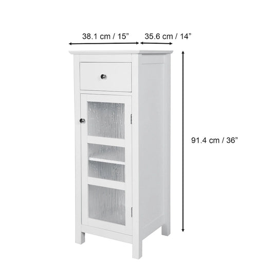 Teamson Home Connor Floor Accent Cabinet with Water-Textured Glass