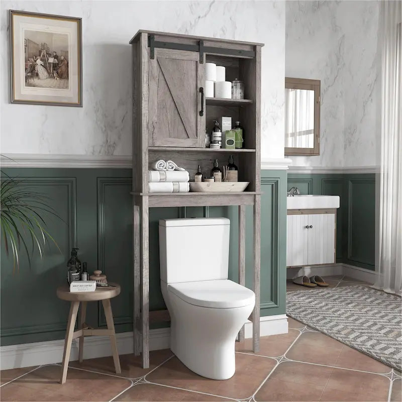 Pellebant Over-the-Toilet Storage Cabinet Space Saver Bathroom - 66.54 H x 27.17 W x 9.06 D