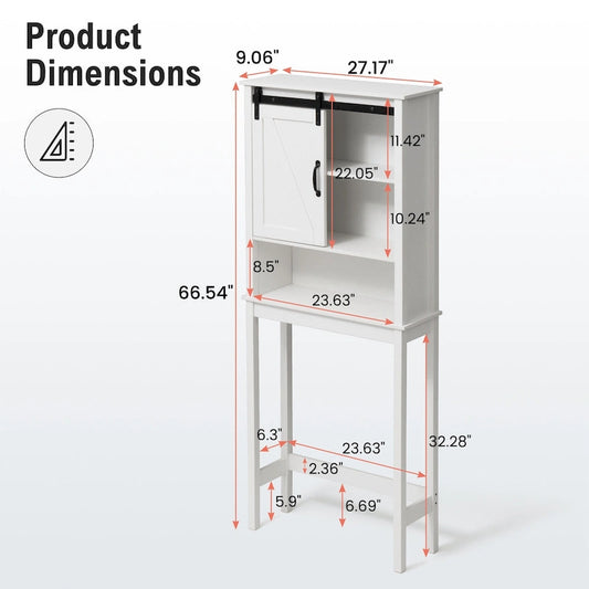 Pellebant Over-the-Toilet Storage Cabinet Space Saver Bathroom - 66.54 H x 27.17 W x 9.06 D