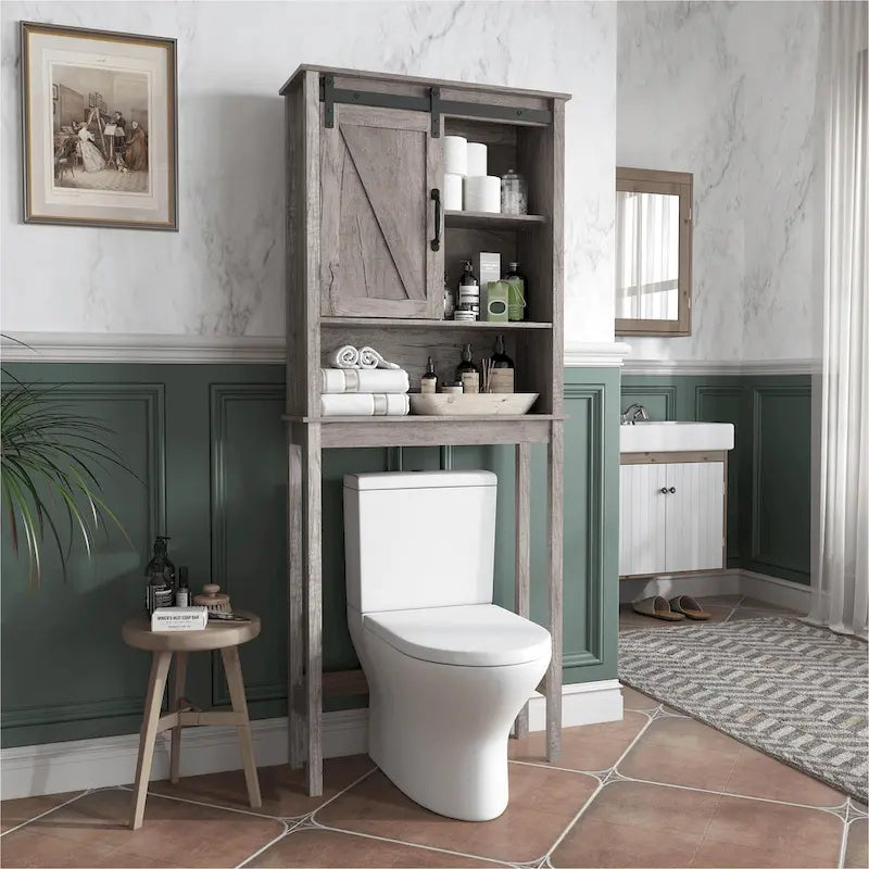 Pellebant Over-the-Toilet Storage Cabinet Space Saver Bathroom - 66.54 H x 27.17 W x 9.06 D