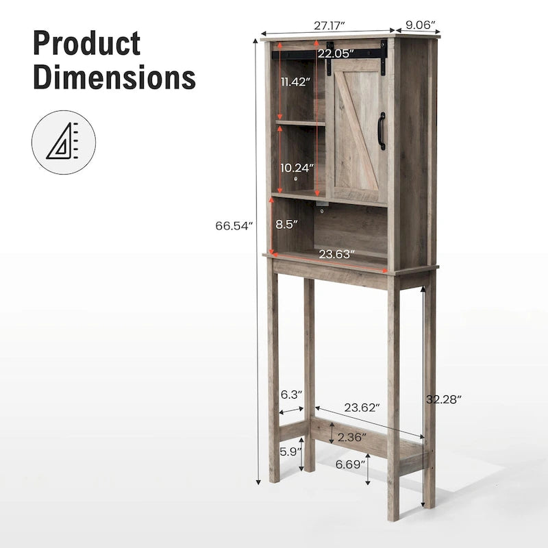 Pellebant Over-the-Toilet Storage Cabinet Space Saver Bathroom - 66.54 H x 27.17 W x 9.06 D