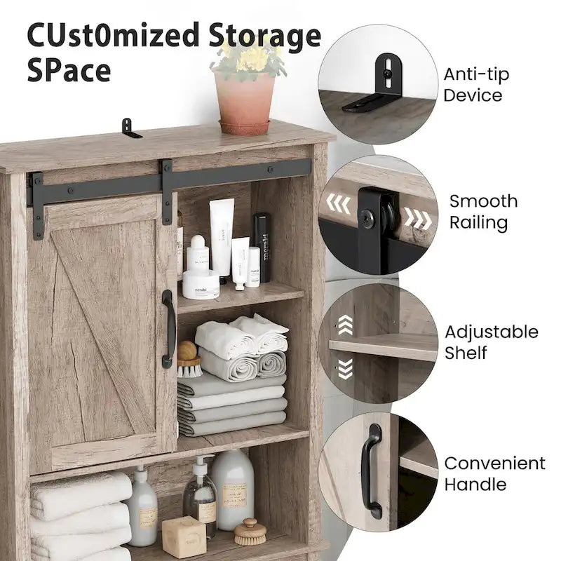 Pellebant Over-the-Toilet Storage Cabinet Space Saver Bathroom - 66.54 H x 27.17 W x 9.06 D
