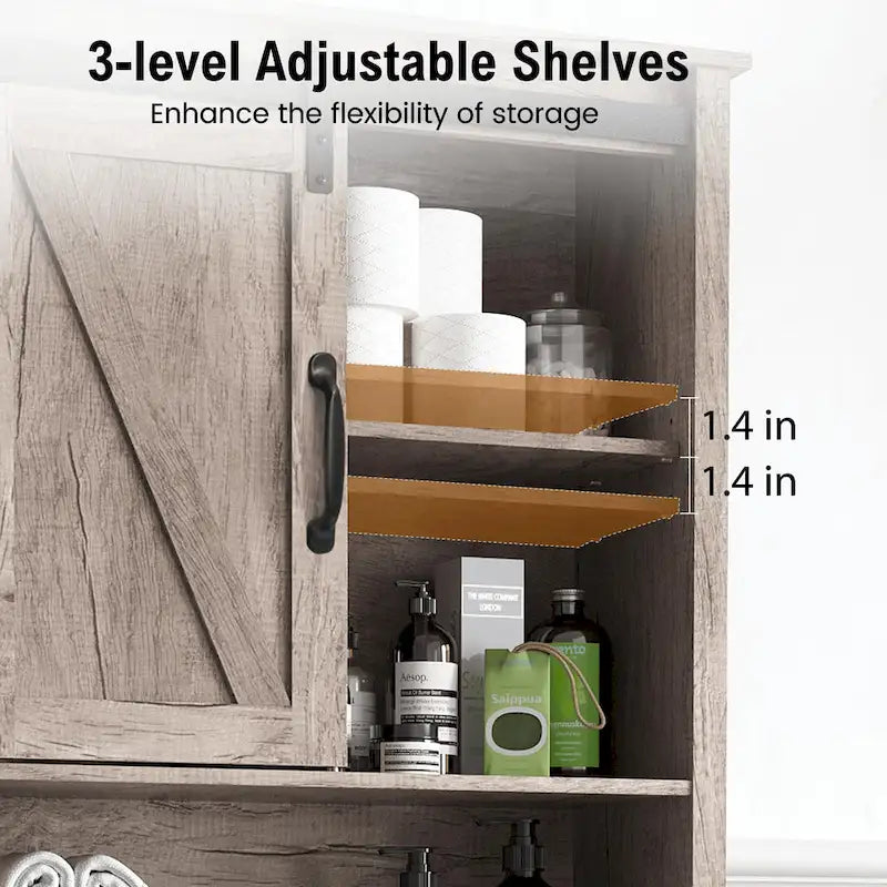 Pellebant Over-the-Toilet Storage Cabinet Space Saver Bathroom - 66.54 H x 27.17 W x 9.06 D